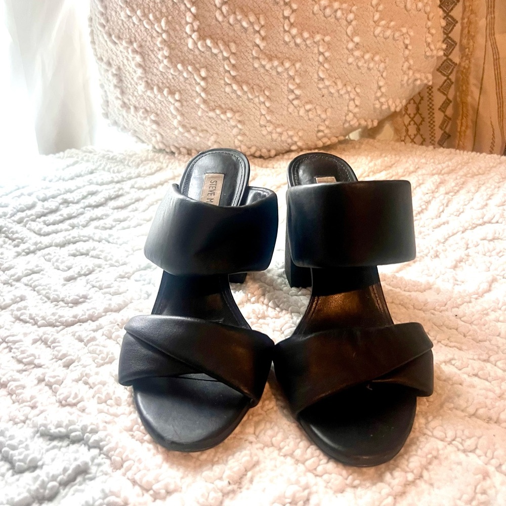 Steve Madden Black Block Heel Mules 9